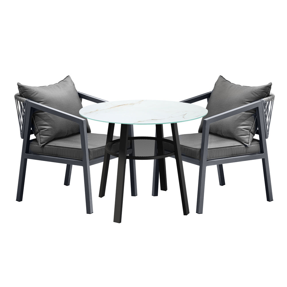 Livsip 3PCS Outdoor Dining Set Table Lounge Chair