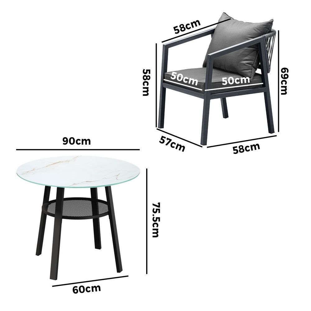 Livsip 3PCS Outdoor Dining Set Table Lounge Chair