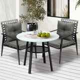 Livsip Outdoor Dining Set 2 Seater Rattan Armchair Glass Table - Rear View