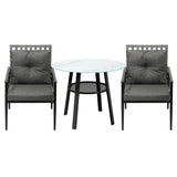 Livsip Outdoor Dining Set 2 Seater Rattan Armchair Glass Table
