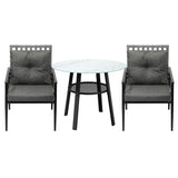 Livsip Outdoor Dining Set 2 Seater Rattan Armchair Glass Table - Side View