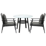 Livsip Outdoor Dining Set 2 Seater Rattan Armchair Glass Table - Front View