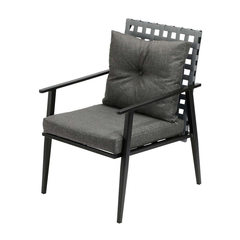Livsip Outdoor Dining Set 2 Seater Rattan Armchair Glass Table