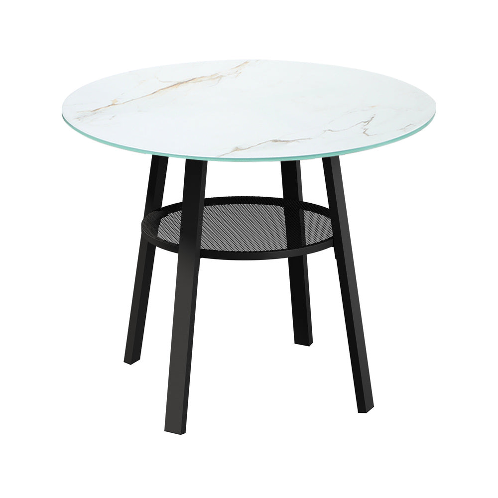 Livsip Outdoor Dining Set 2 Seater Rattan Armchair Glass Table