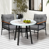 Livsip Outdoor Dining Set 3PC Lounge Setting Table Storage Shelf