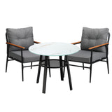 Livsip Outdoor Dining Set 3PC Lounge Setting Table Storage Shelf