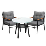 Livsip Outdoor Dining Set 3PC Lounge Setting Table Storage Shelf