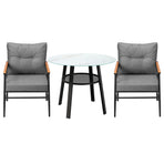 Livsip Outdoor Dining Set 3PC Lounge Setting Table Storage Shelf