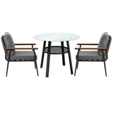 Livsip Outdoor Dining Set 3PC Lounge Setting Table Storage Shelf