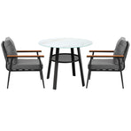 Livsip Outdoor Dining Set 3PC Lounge Setting Table Storage Shelf