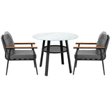 Livsip Outdoor Dining Set 3PC Lounge Setting Table Storage Shelf - Rear View