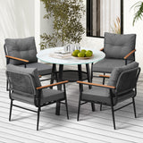 Livsip Outdoor Dining Set 5PC Lounge Setting Table Storage Shelf - 45-Degree Angle