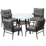 Livsip Outdoor Dining Set 5PC Lounge Setting Table Storage Shelf