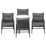 Livsip Outdoor Dining Set 5PC Lounge Setting Table Storage Shelf