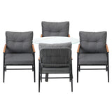 Livsip Outdoor Dining Set 5PC Lounge Setting Table Storage Shelf - Front View