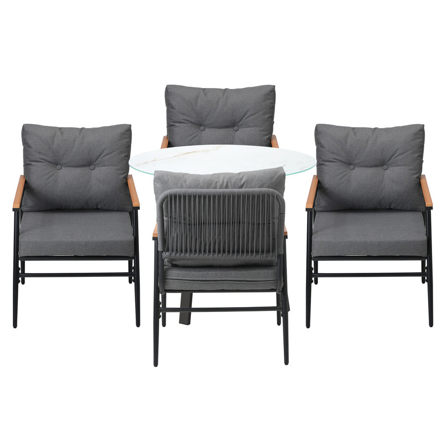 Livsip Outdoor Dining Set 5PC Lounge Setting Table Storage Shelf