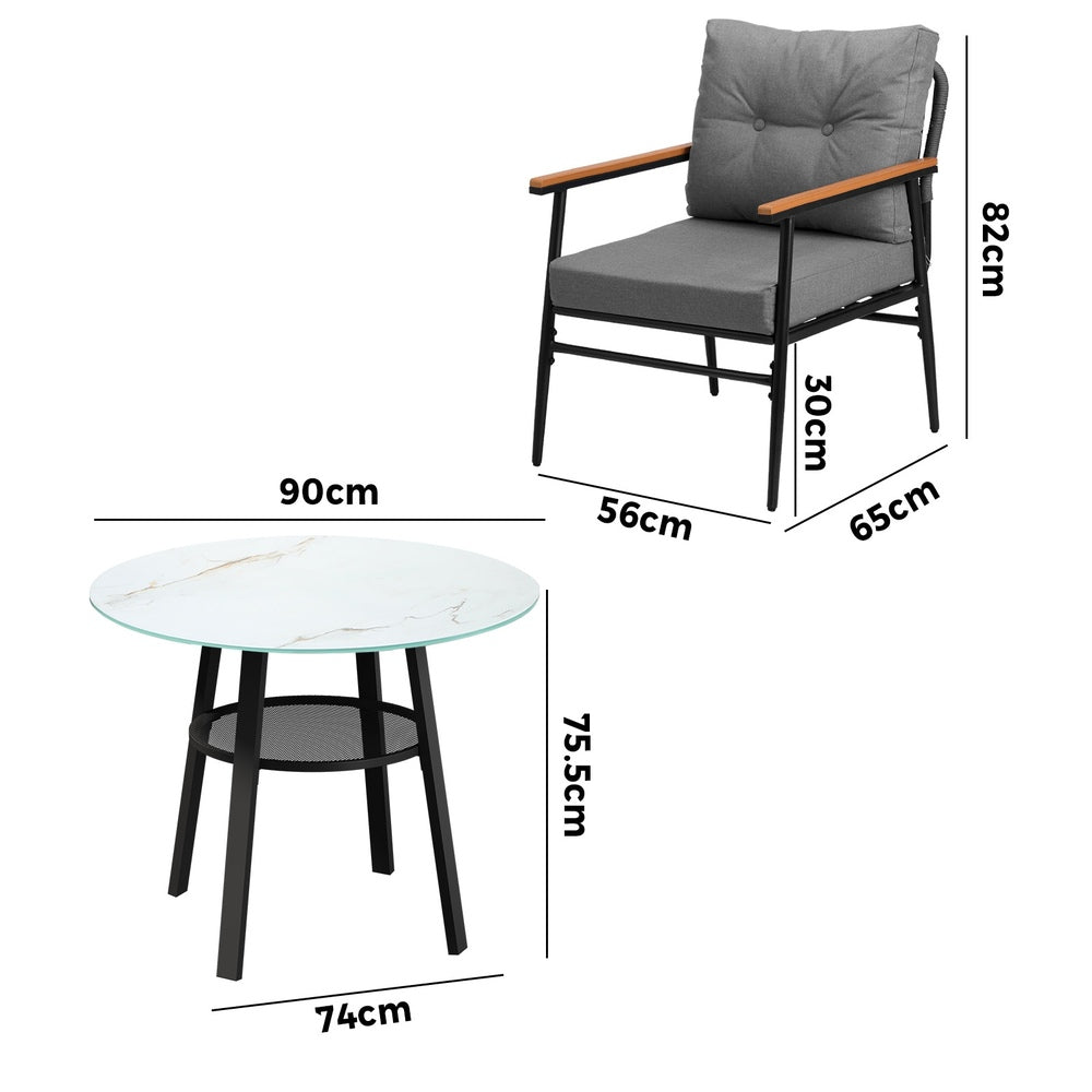 Livsip Outdoor Dining Set 5PC Lounge Setting Table Storage Shelf