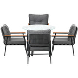 Livsip Outdoor Dining Set 5PC Lounge Setting Table Storage Shelf