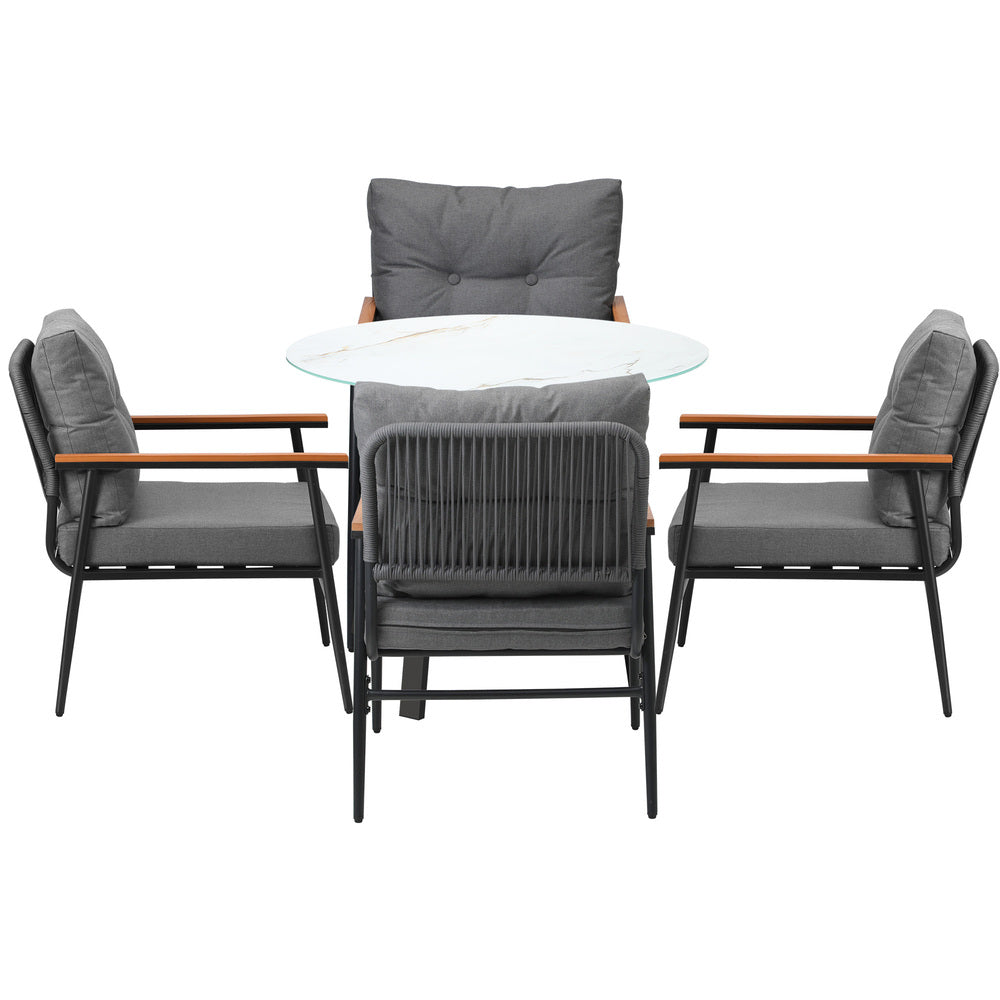 Livsip Outdoor Dining Set 5PC Lounge Setting Table Storage Shelf