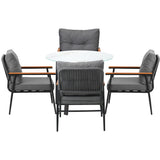 Livsip Outdoor Dining Set 5PC Lounge Setting Table Storage Shelf - Rear View