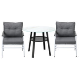 Livsip Outdoor Dining Set 2 Seater Marble Tempered Glass Table