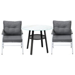 Livsip Outdoor Dining Set 2 Seater Marble Tempered Glass Table