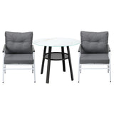 Livsip Outdoor Dining Set 2 Seater Marble Tempered Glass Table - 45-Degree Angle
