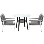 Livsip Outdoor Dining Set 2 Seater Marble Tempered Glass Table
