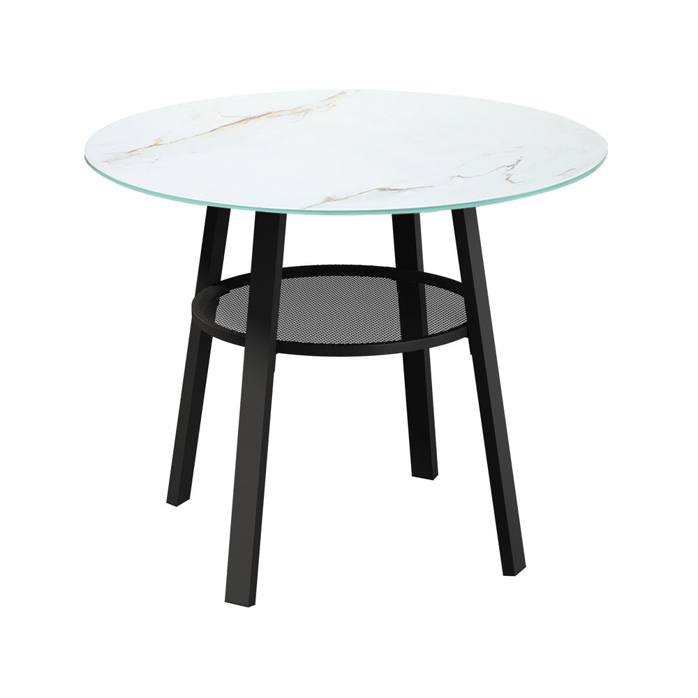Livsip Outdoor Dining Set 2 Seater Marble Tempered Glass Table