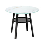 Livsip Outdoor Dining Set 2 Seater Marble Tempered Glass Table