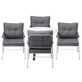 Livsip Outdoor Dining Set 4 Seater Marble Tempered Glass Table