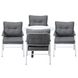 Livsip Outdoor Dining Set 4 Seater Marble Tempered Glass Table - Front View