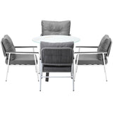 Livsip Outdoor Dining Set 4 Seater Marble Tempered Glass Table