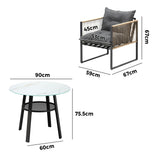 Livsip Outdoor Patio Set 2 Seater Bistro Setting - Front View