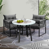 Livsip 3PCS Outdoor Dining Set Round Table PE Wicker Chairs