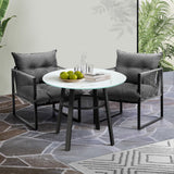 Livsip 3PCS Outdoor Dining Set Round Table PE Wicker Chairs