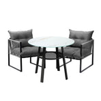 Livsip 3PCS Outdoor Dining Set Round Table PE Wicker Chairs, image 2