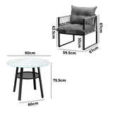 Livsip 3PCS Outdoor Dining Set Round Table PE Wicker Chairs - Extra Image