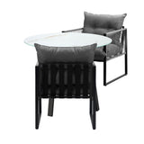 Livsip 3PCS Outdoor Dining Set Round Table PE Wicker Chairs