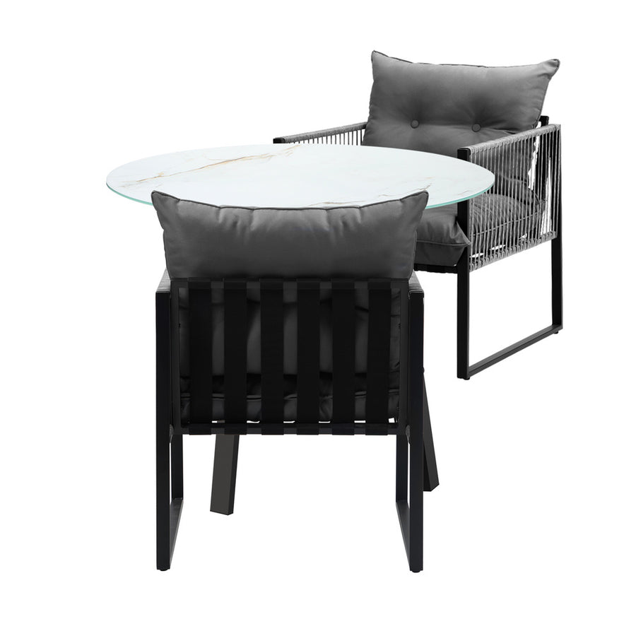 Livsip 3PCS Outdoor Dining Set Round Table PE Wicker Chairs, image 6