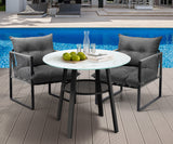 Livsip 3PCS Outdoor Dining Set Round Table PE Wicker Chairs - 45-Degree Angle