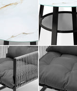 Livsip 3PCS Outdoor Dining Set Round Table PE Wicker Chairs - Side View