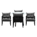 Livsip 5PCS Outdoor Dining Set Round Table PE Wicker Chairs - Low Angle