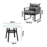 Livsip 5PCS Outdoor Dining Set Round Table PE Wicker Chairs - Side View