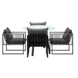 Livsip 5PCS Outdoor Dining Set Round Table PE Wicker Chairs - Top-Down View