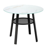 Livsip 5PCS Outdoor Dining Set Round Table PE Wicker Chairs - 45-Degree Angle