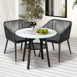 Livsip 3PCS Outdoor Dining Set Marble-style Table - Rear View