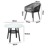 Livsip 3PCS Outdoor Dining Set Marble-style Table