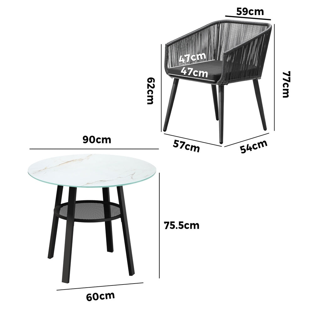 Livsip 3PCS Outdoor Dining Set Marble-style Table
