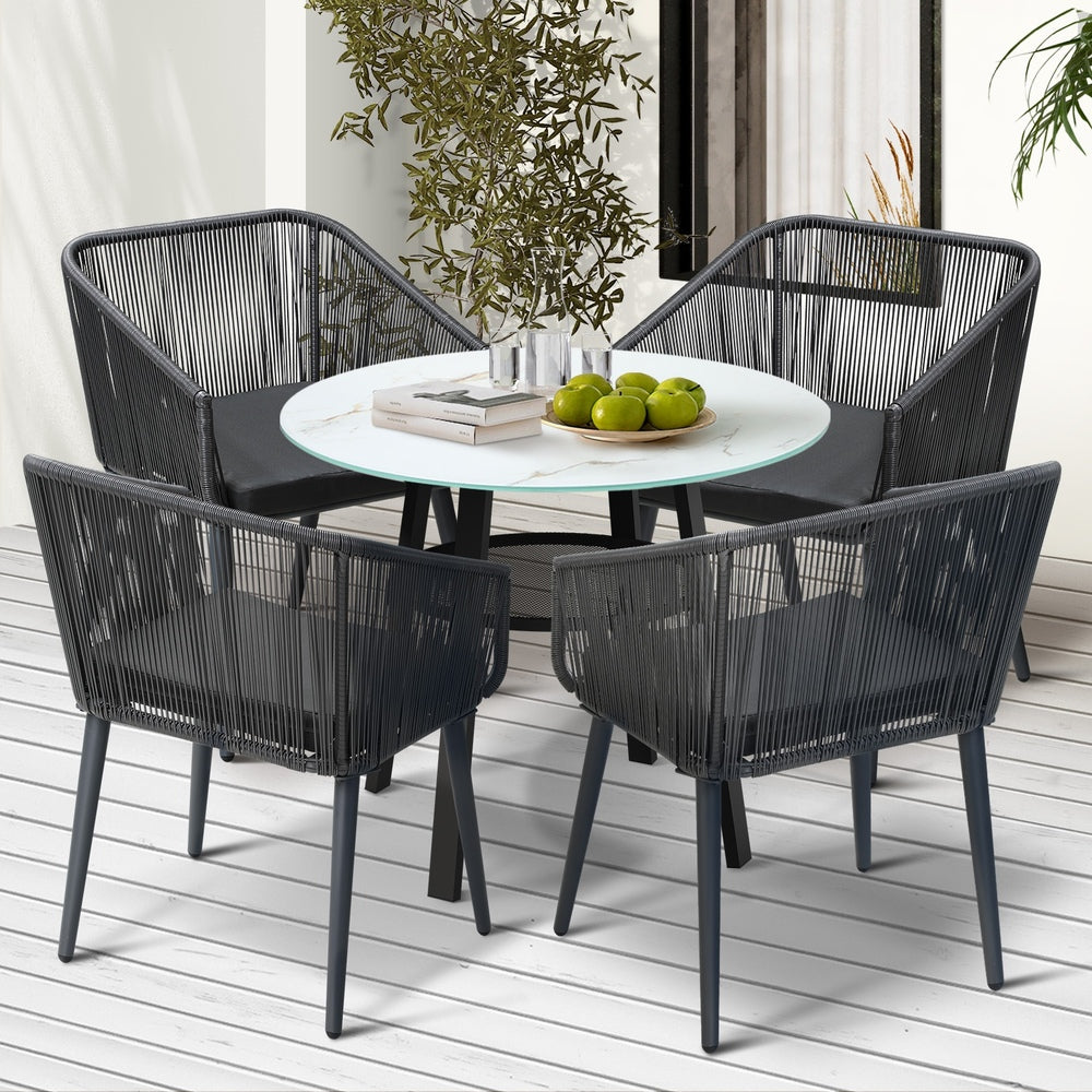 Livsip 5PCS Outdoor Dining Set Marble-style Table